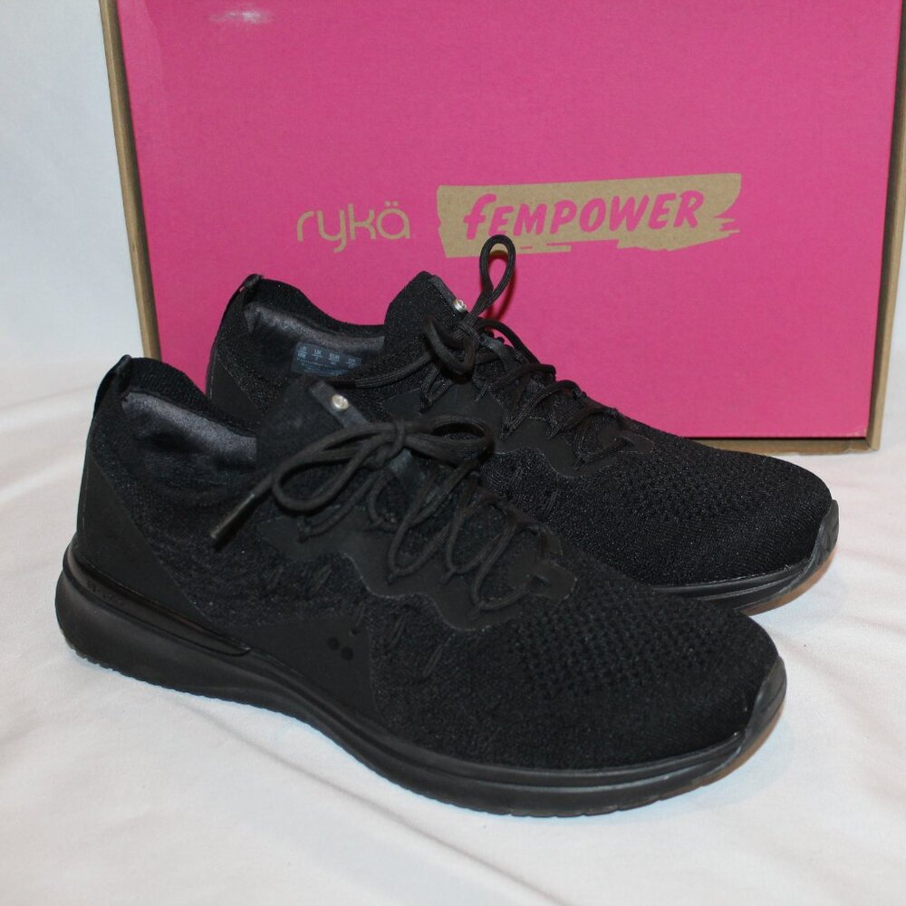 NIB WOMEN'S RYKA MOMENTU, 2.0‎ BLACK SNEAKERS SZ 10
